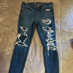 American eagle patched skinny jeans